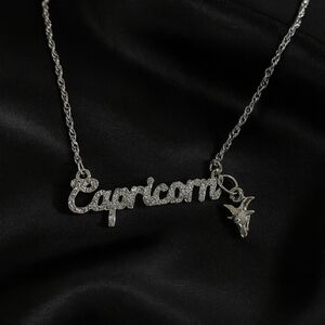 Silver “Capricorn” Zodiac Necklace – Sparkling Horoscope Pendant w/ Tree Charm